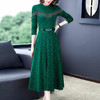 HT-N-A08-6179新款时尚优雅气质收腰显瘦圆领长袖中长款连衣裙 商品缩略图1