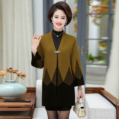 YCE-DD2-F869妈妈装2020新款秋装外套中长款针织开衫中老年女装洋气风衣外搭薄 商品图2