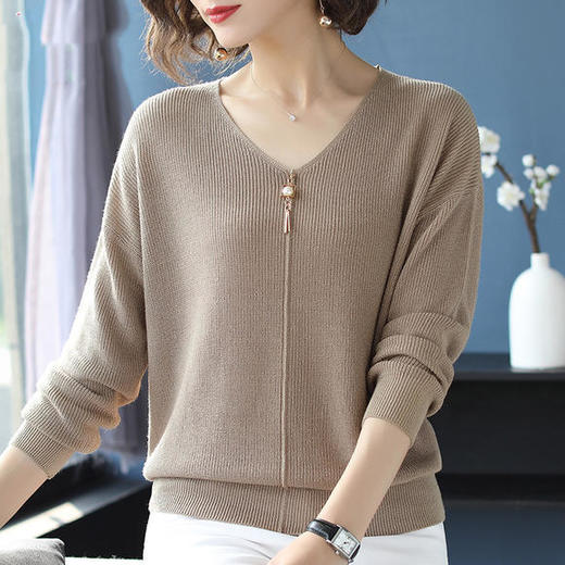 W-3321秋装新款长袖打底小衫中老年女春秋洋气上衣毛衣T恤高贵 商品图0