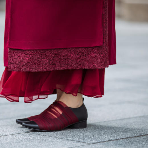 【林栖设计小店】【现货】新款秋冬女装刺绣双面呢羊毛呢子大衣中长款毛呢红色外套1914003 商品图9