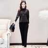 YWE-86170K气质显瘦大码格子长袖卫衣休闲套装 商品缩略图1