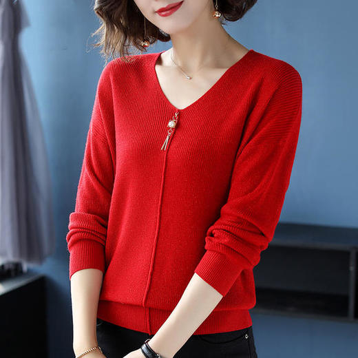 W-3321秋装新款长袖打底小衫中老年女春秋洋气上衣毛衣T恤高贵 商品图1