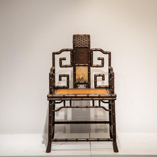 清 红木镶云石竹节工福庆有余扶手椅成套(四椅两几) - 明清家具研习社