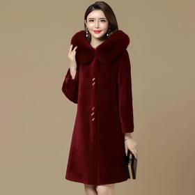 HM-yq1163新款长袖中款时尚羊剪绒皮毛皮外套Y