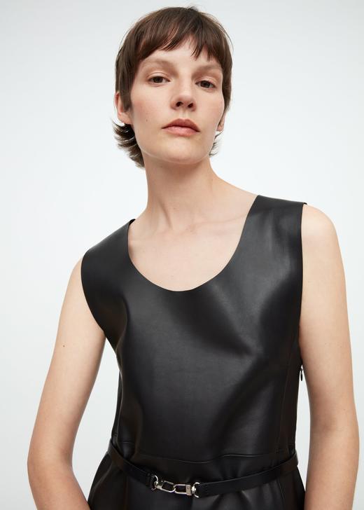 TOTEME 黑色MEZEL皮质无袖连衣裙 商品图5