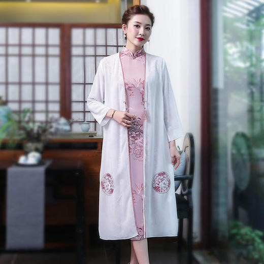 XGT-T9318秋装新款中国风中长款中式外披 商品图1