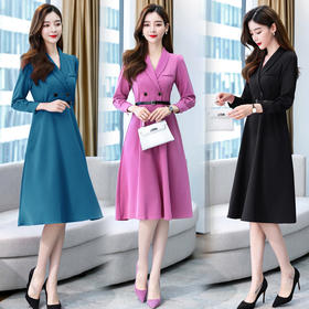 WZNH-MJYY8092秋季新款时尚纯色连衣裙