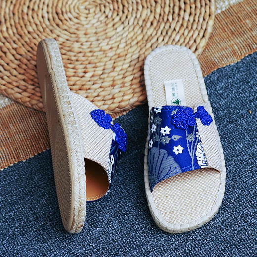 【买麻鞋，雅路人】防脚臭，【高档礼盒】雅路人亚麻拖鞋情侣居家男女士棉麻绣花拖鞋 商品图5