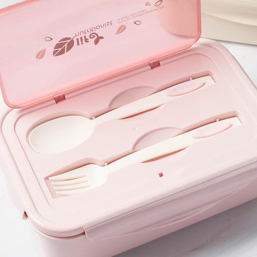【加热单层分格午餐盒配带餐具】学生上班族居家日用塑料饭盒便当盒 商品图2