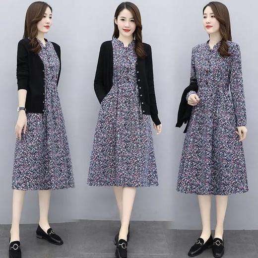 时尚印花，棉麻两件套连衣裙HR-XBL095 商品图3