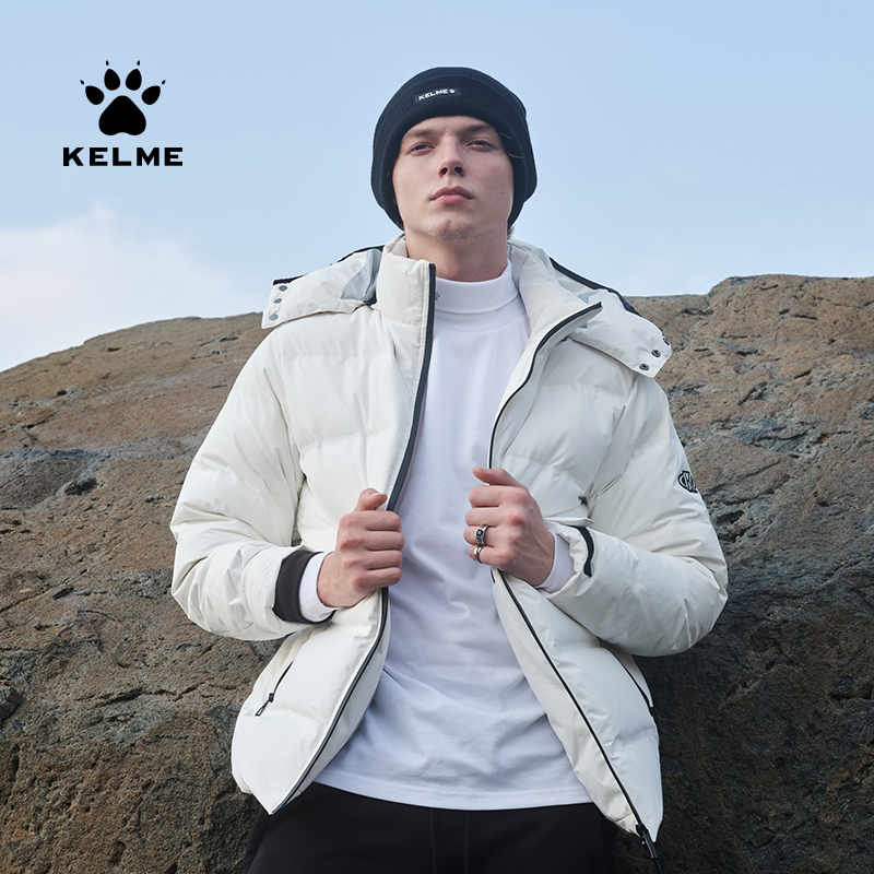 卡尔美运动羽绒服男 新款官方商城加厚保暖短款连帽外套