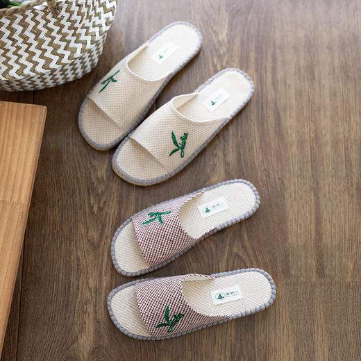 【买麻鞋，雅路人】防脚臭，【高档礼盒】雅路人亚麻拖鞋情侣居家男女士棉麻绣花拖鞋 商品图3