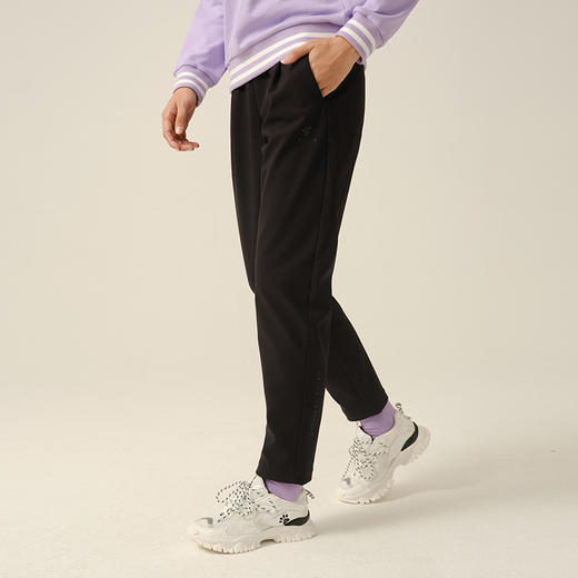 卡尔美秋冬新款黑色萝卜裤束脚裤针织休闲卫裤女长裤 商品图3