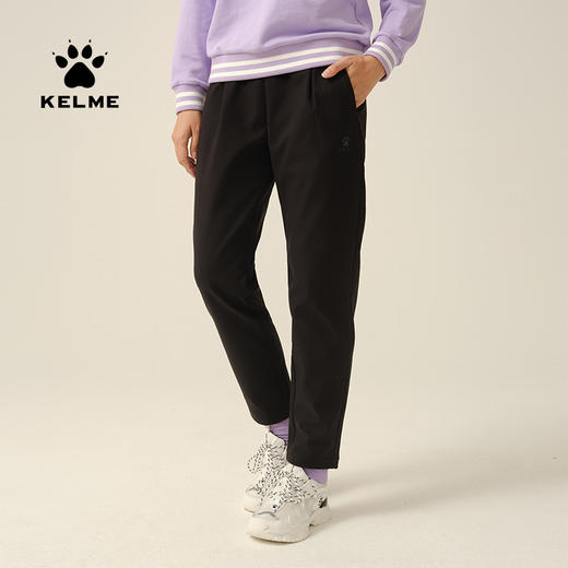 卡尔美秋冬新款黑色萝卜裤束脚裤针织休闲卫裤女长裤 商品图0