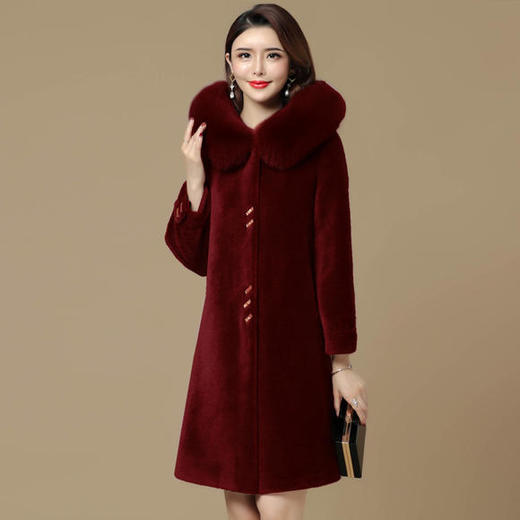 AHM-yq1163新款长袖中款时尚羊剪绒皮毛皮外套 商品图2