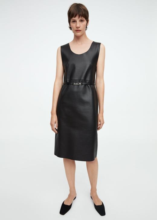 TOTEME 黑色MEZEL皮质无袖连衣裙 商品图4