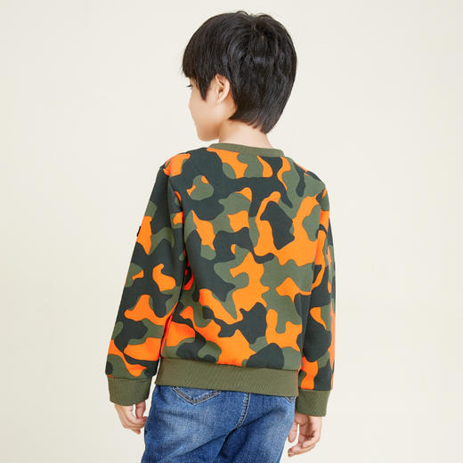METTE童装男宝加绒迷彩卫衣2020秋冬新品圆领套头内搭保暖上衣 商品图2
