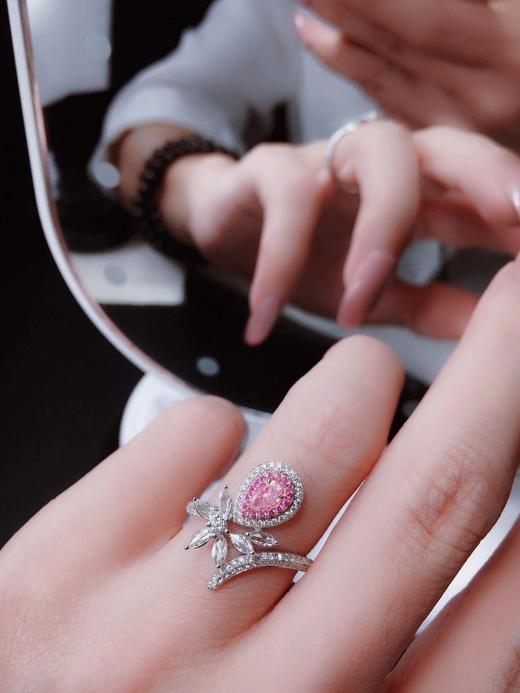 不议退18k粉钻梨形戒指主石gia018ctvlpi1手寸14
