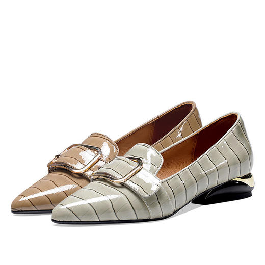 KBY-DTNA9-6秋季新品粗跟尖头深口单鞋真皮大码时尚舒适中跟女鞋 商品图3