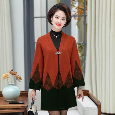 YCE-DD2-F869妈妈装2020新款秋装外套中长款针织开衫中老年女装洋气风衣外搭薄 商品图1