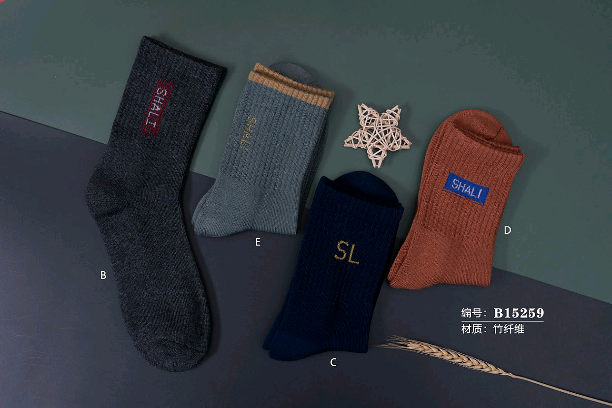 竹纤维半毛圈长筒男袜15259