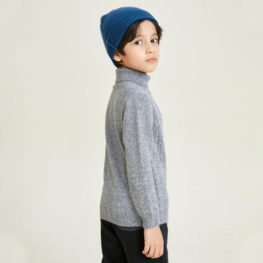 METTE羊绒世家童装100%山羊绒衫中大童中性高领混色绞花内搭毛衣 商品图3