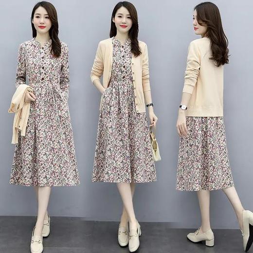 时尚印花，棉麻两件套连衣裙HR-XBL095 商品图1