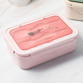 【加热单层分格午餐盒配带餐具】学生上班族居家日用塑料饭盒便当盒