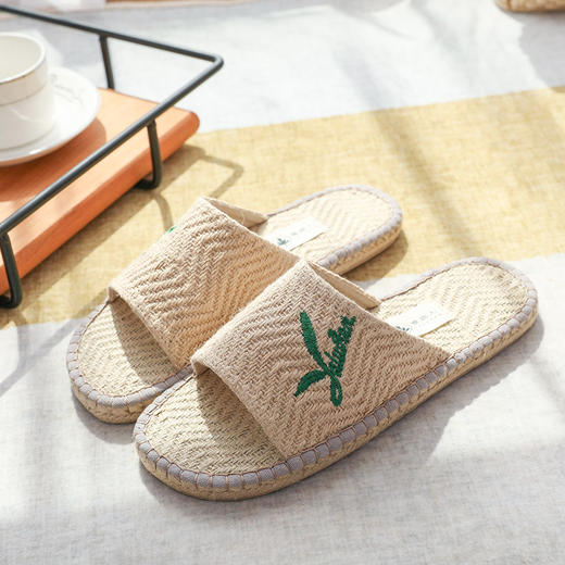 【买麻鞋，雅路人】防脚臭，【高档礼盒】雅路人亚麻拖鞋情侣居家男女士棉麻绣花拖鞋 商品图1