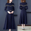 HT-N-A08-6179新款时尚优雅气质收腰显瘦圆领长袖中长款连衣裙 商品缩略图4