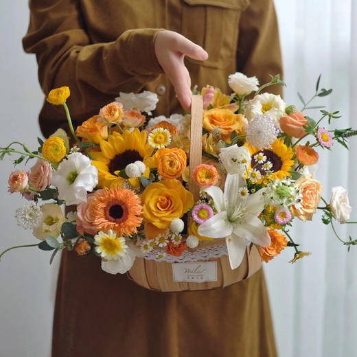 生日鲜花玫瑰花篮【沁梨】向日葵礼花送女生朋友爱人闺蜜领导长辈探望花店鲜花送货上门 商品图0