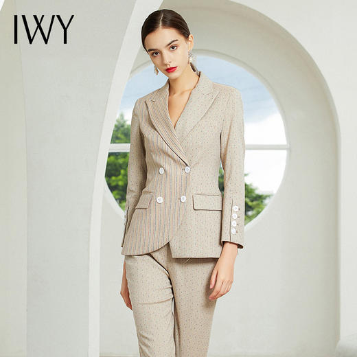IWY/卡其色长袖西装长裤套装CP8350 商品图0