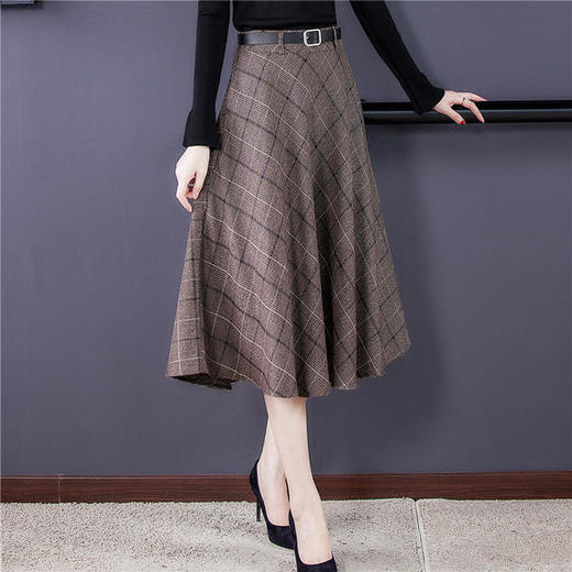 HT-9170秋冬新款高腰格子半身裙 商品图0
