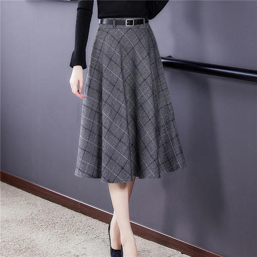 HT-9170秋冬新款高腰格子半身裙 商品图1