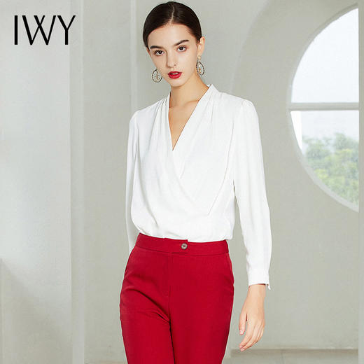 IWY/白色长袖衬衫雪纺打底衫B8317 商品图6