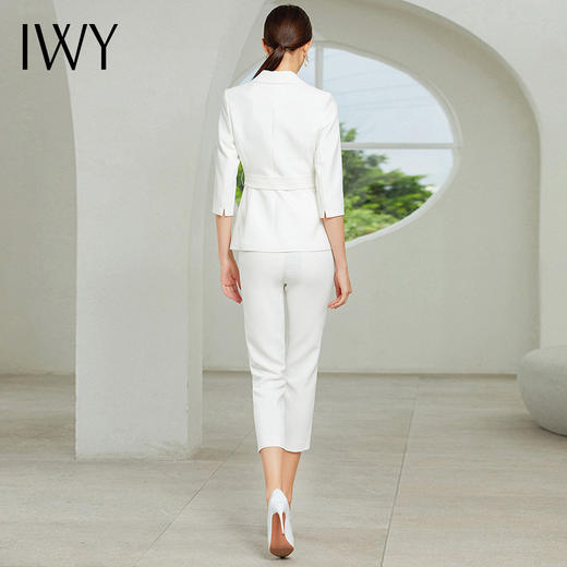 IWY/【厚款】七分袖白色西装长裤套装C304+P305 商品图1