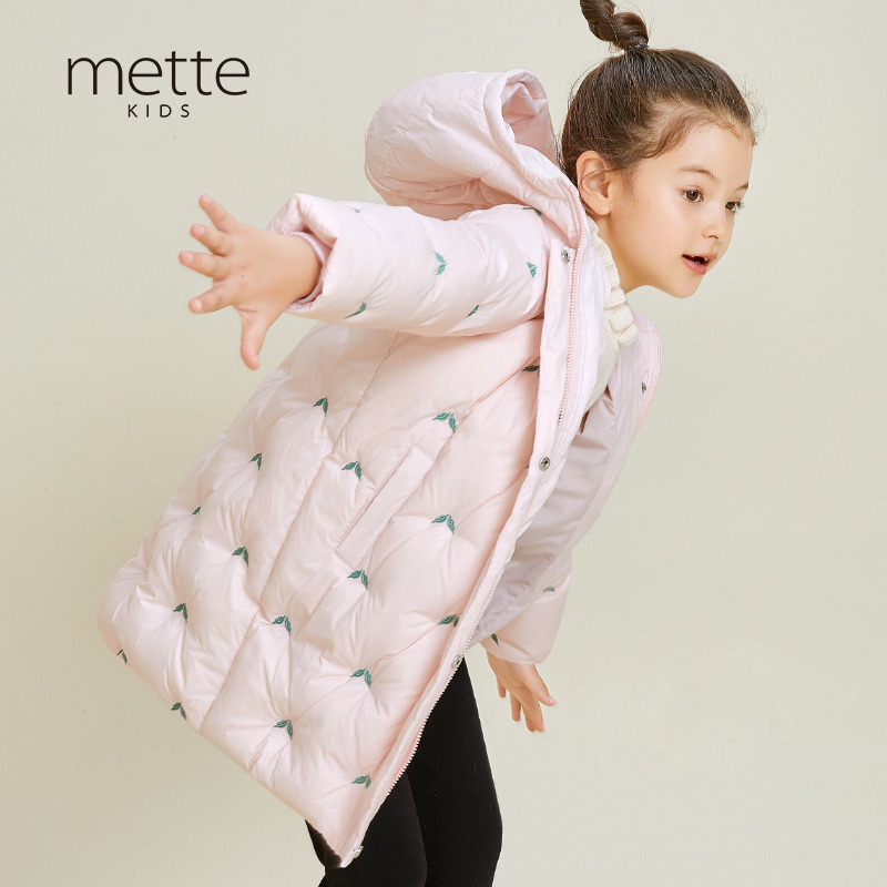 METTE童装女宝90白鹅绒羽绒服2020冬可爱公主风加厚保暖连帽外套
