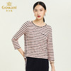 乔万尼秋季圆领七分袖上女显瘦修身条纹气质T恤女EN3C343 商品缩略图1