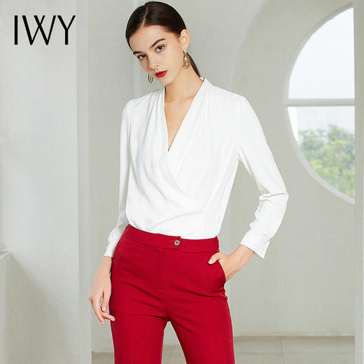 IWY/白色长袖衬衫雪纺打底衫B8317 商品图4