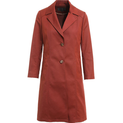 乔万尼秋季新款肉桂红斜纹弹力面料简约时尚设计感中长款风衣ES3A547 商品图4