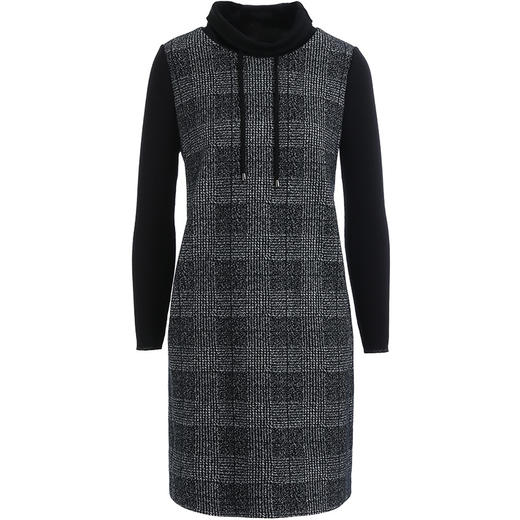 乔万尼秋冬高领设计保暖舒适羊毛针织拼接复古优雅连衣裙ES4E329 商品图4