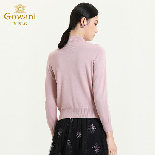 乔万尼秋冬新款宽松舒适柔美烫钻刺绣设计星星花边领针织上衣ES4M380 商品图3