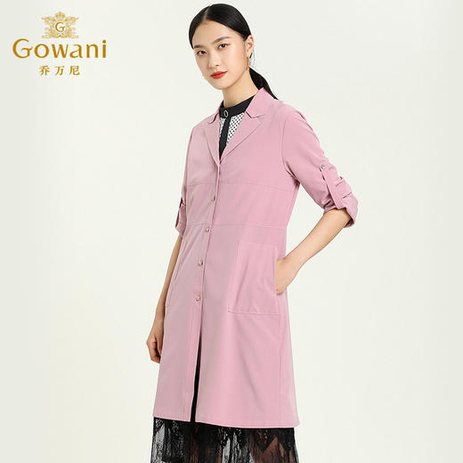 【两色可选】乔万尼秋风衣直筒显瘦中长款单排扣外套休闲EN3A419 商品图1