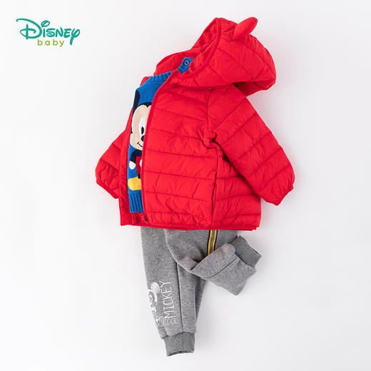 迪士尼disney男女童熊耳连帽羽绒服外套