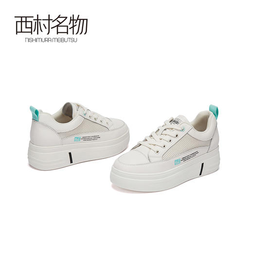 西村名物2020秋季新款小白鞋女厚底系带休闲时尚学院风板鞋T20CM31781 商品图3