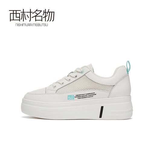 西村名物2020秋季新款小白鞋女厚底系带休闲时尚学院风板鞋T20CM31781 商品图1