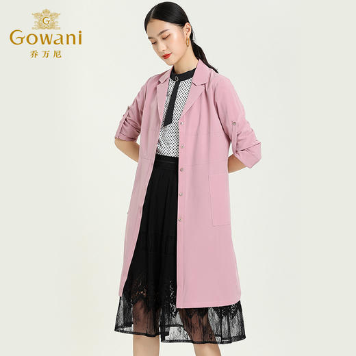 【两色可选】乔万尼秋风衣直筒显瘦中长款单排扣外套休闲EN3A419 商品图2