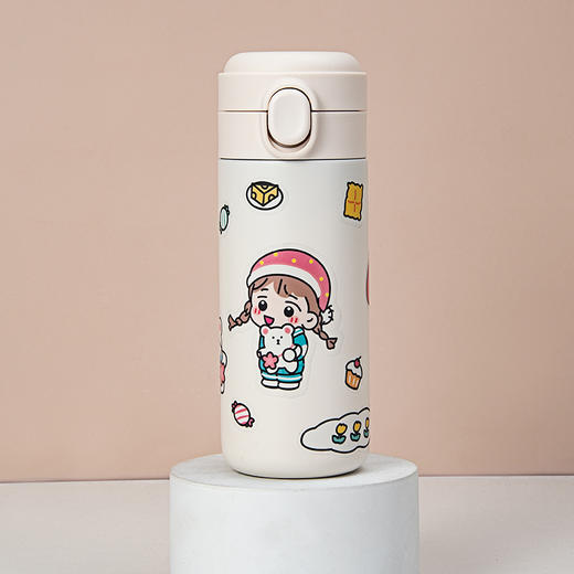 350ml创意diy贴纸豌豆盖保温杯学生可爱小清新水杯