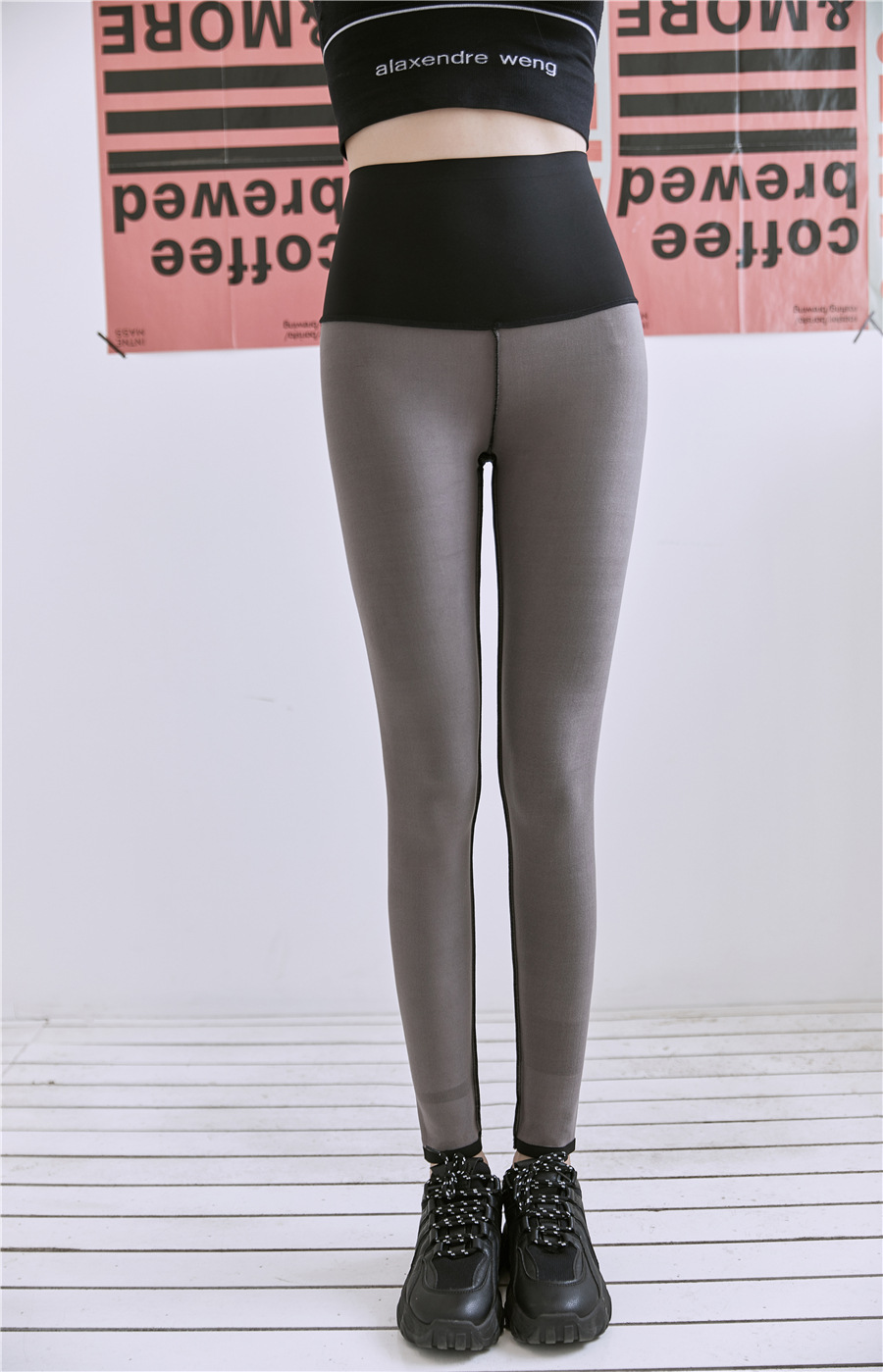 塑身秋冬绵羊绒qq裤加绒加厚束腰提臀鲨鱼皮打底裤女外穿