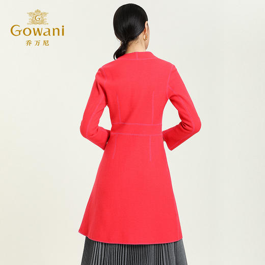 乔万尼冬季呢子大衣女翻领时尚休闲双面呢修身中长款羊毛呢外套E154A280 商品图4